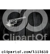 Clipart Of A 3d Gun On A Wood Background Royalty Free Illustration