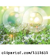 Poster, Art Print Of 3d Daisy And Grass Background