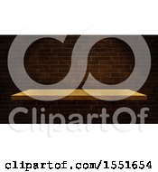 Clipart Of A 3d Shelf On A Brick Wall Royalty Free Illustration