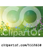 Clipart Of A Spring Background Of Grass And Wildflowers Royalty Free Vector Illustration
