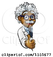 Poster, Art Print Of Happy Male Scientist Holding A Thumb Up Around A Sign