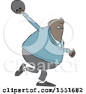 Clipart Of A Cartoon Black Man Swinging A Bowling Ball Royalty Free Vector Illustration
