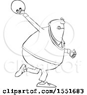 Clipart Of A Cartoon Lineart Man Swinging A Bowling Ball Royalty Free Vector Illustration