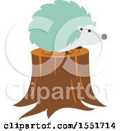 Poster, Art Print Of Cute Green Hedgehog On A Stump