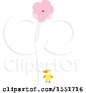 Clipart Of A Baby Bird And Pink Flower Royalty Free Vector Illustration