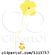 Clipart Of A Baby Bird And Yellow Flower Royalty Free Vector Illustration