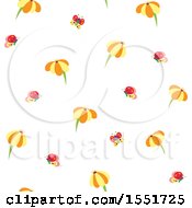 Clipart Of A Cute Daisy And Butterfly Pattern Royalty Free Vector Illustration