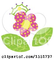 Clipart Of A Crowned Flower Royalty Free Vector Illustration