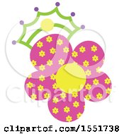 Clipart Of A Crowned Flower Royalty Free Vector Illustration