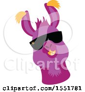 Clipart Of A Cute Funky Llama Wearing Sunglasses Royalty Free Vector Illustration