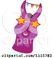 Clipart Of A Cute Funky Llama Wearing Star Sunglasses Royalty Free Vector Illustration