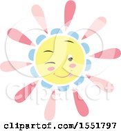 Clipart Of A Happy Pink Blue And Yellow Sun Royalty Free Vector Illustration