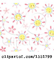 Poster, Art Print Of Happy Pink Blue And Yellow Sun Pattern