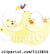 Clipart Of A Cute Polar Bear With A Bird Royalty Free Vector Illustration