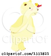 Poster, Art Print Of Cute Polar Bear With A Bird