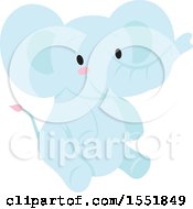 Clipart Of A Cute Blue Baby Elephant Royalty Free Vector Illustration