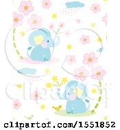 Clipart Of A Cute Blue Baby Elephant Pattern Royalty Free Vector Illustration