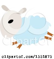 Clipart Of A Cute Blue Sheep Royalty Free Vector Illustration