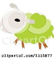 Clipart Of A Cute Green Sheep Royalty Free Vector Illustration