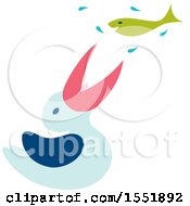 Poster, Art Print Of Cute Pelican Catching A Fish