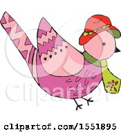 Clipart Of A Bird Wearing A Scarf Royalty Free Vector Illustration