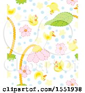 Poster, Art Print Of Baby Bird And Flower Pattern