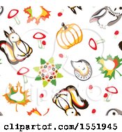 Poster, Art Print Of Cute Forest Animal And Autumn Pattern