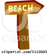 Clipart Of A Wood Beach Sign Royalty Free Vector Illustration by Cherie Reve