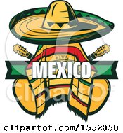 Clipart Of A Cinco De Mayo Viva Mexico Design With A Sombrero And Poncho Royalty Free Vector Illustration