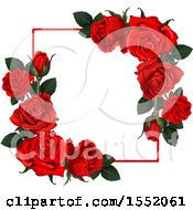 Clipart Of A Red Rose Frame Design Royalty Free Vector Illustration