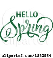 Clipart Of A Green Hello Spring Time Text Design Royalty Free Vector Illustration