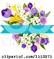 Clipart Of A Spring Flower And Banner Design Element Royalty Free Vector Illustration