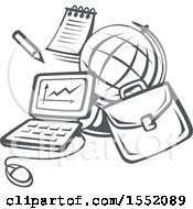 Clipart Of A Grayscale Back To School Design Royalty Free Vector Illustration