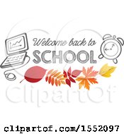 Clipart Of A Welcome Back To School Design With Autumn Leaves Royalty Free Vector Illustration