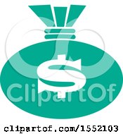 Clipart Of A Green Money Bag With A Dollar Currency Sign Royalty Free Vector Illustration by Johnny Sajem