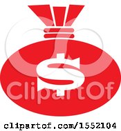 Clipart Of A Red Money Bag With A Dollar Currency Sign Royalty Free Vector Illustration