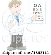 Caucasian Male Eye Doctor Optometrist Pointing To A Chart