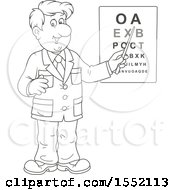Lineart Male Eye Doctor Optometrist Pointing To A Chart