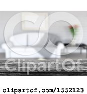 Poster, Art Print Of 3d Wood Counter Surface Against A Defocused Room