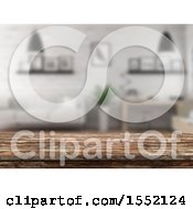 Poster, Art Print Of 3d Wood Counter Surface Against A Defocused Room