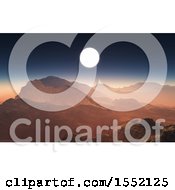 Clipart Of A 3d Sunset Sky Over Mountains Royalty Free Illustration