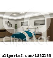 Clipart Of A 3d Bedroom Interior Royalty Free Illustration