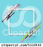 Clipart Of A Frame With Colorful Lines On Blue Royalty Free Vector Illustration