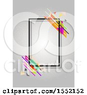 Clipart Of A Frame With Colorful Lines And Shapes On Gray Royalty Free Vector Illustration