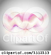 Poster, Art Print Of Halftone Dot Wave Floating On Gray