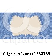 Clipart Of A Blue Floral Damask Wedding Invite Or Business Card Royalty Free Vector Illustration