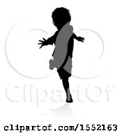 Poster, Art Print Of Silhouetted Boy Playing With A Reflection Or Shadow On A White Background