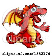 Poster, Art Print Of Cartoon Red Dragon Presenting