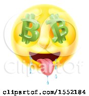 Poster, Art Print Of 3d Drooling Yellow Male Smiley Emoji Emoticon Face With Bitcoin Symbol Eyes