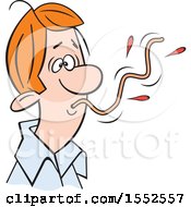 Clipart Of A White Man Sucking Up A Messy Spaghetti Noodle How Not To Eat Spaghetti Royalty Free Vector Illustration